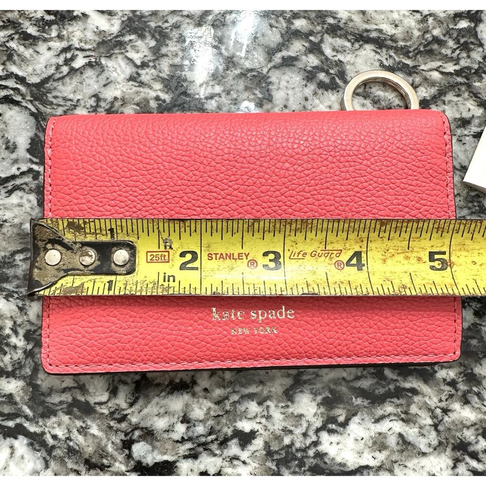 KATE SPADE MARGAUX Small Key Ring Wallet Refined Grain Peach Leather MSRP$98 - Picture 7 of 8